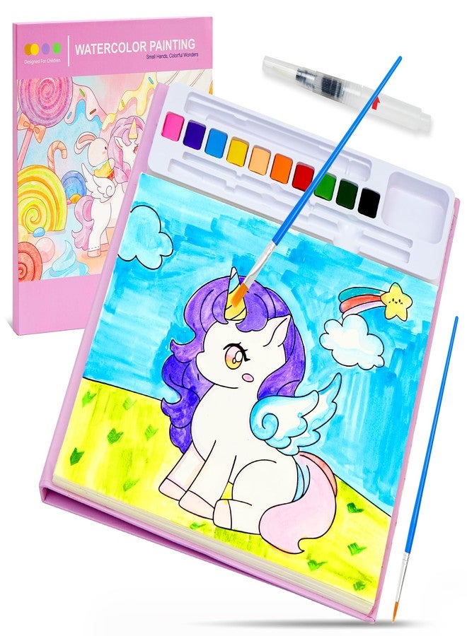 Quellance Paint with Water Coloring Books for Toddlers - Watercolor Painting Book Sets for Kids Ages 3-5 4-8, 24 Pages Total DIY Arts & Crafts Drawing Activities Books Toy Birthday Gift for Boys Girls (Unicorn) - Image 1